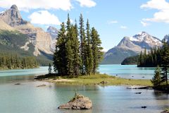 20 Spirit Island In Maligne Lake With Mount Paul, Monkhead Mountain, Mount Mary Vaux Near Jasper